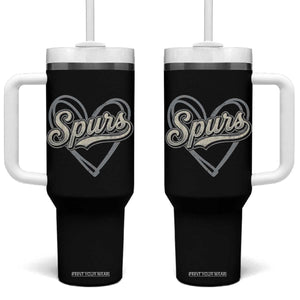 Vintage Spurs Name Script Heart Tumbler With Handle for Sports Fan TS02 One Size: 40 oz Black Print Your Wear
