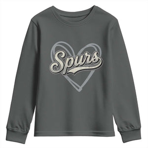 Vintage Spurs Name Script Heart Youth Sweatshirt for Sports Fan TS02 Dark Heather Print Your Wear