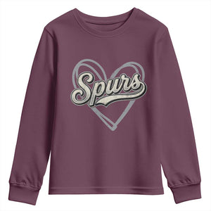Vintage Spurs Name Script Heart Youth Sweatshirt for Sports Fan TS02 Maroon Print Your Wear