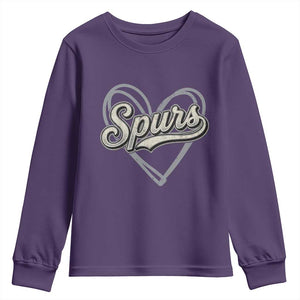 Vintage Spurs Name Script Heart Youth Sweatshirt for Sports Fan TS02 Purple Print Your Wear