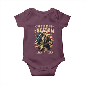 250 Years of Freedom George Washington Rock Star Baby Onesie Funny Electric Guitar Player Vintage American Flag 1776 to 2026 Semiquincentennial TS02 Maroon Print Your Wear