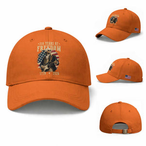 250 Years of Freedom George Washington Rock Star Baseball Cap Funny Electric Guitar Player Vintage American Flag 1776 to 2026 Semiquincentennial TS02 Baseball Cap Universal Fit Orange Print Your Wear