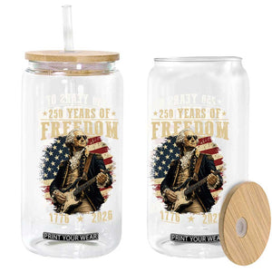250 Years of Freedom George Washington Rock Star Glass Can Funny Electric Guitar Player Vintage American Flag 1776 to 2026 Semiquincentennial TS02 Print Your Wear