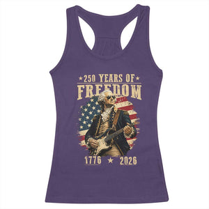 250 Years of Freedom George Washington Rock Star Racerback Tank Top Funny Electric Guitar Player Vintage American Flag 1776 to 2026 Semiquincentennial TS02 Purple Print Your Wear