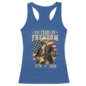 250 Years of Freedom George Washington Rock Star Racerback Tank Top Funny Electric Guitar Player Vintage American Flag 1776 to 2026 Semiquincentennial TS02 Royal Blue Print Your Wear