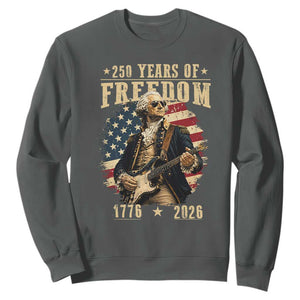250 Years of Freedom George Washington Rock Star Sweatshirt Funny Electric Guitar Player Vintage American Flag 1776 to 2026 Semiquincentennial TS02 Dark Heather Print Your Wear