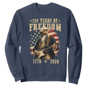 250 Years of Freedom George Washington Rock Star Sweatshirt Funny Electric Guitar Player Vintage American Flag 1776 to 2026 Semiquincentennial TS02 Navy Print Your Wear