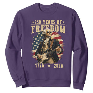 250 Years of Freedom George Washington Rock Star Sweatshirt Funny Electric Guitar Player Vintage American Flag 1776 to 2026 Semiquincentennial TS02 Purple Print Your Wear