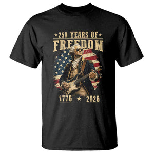 250 Years of Freedom George Washington Rock Star T Shirt Funny Electric Guitar Player Vintage American Flag 1776 to 2026 Semiquincentennial TS02 Black Print Your Wear