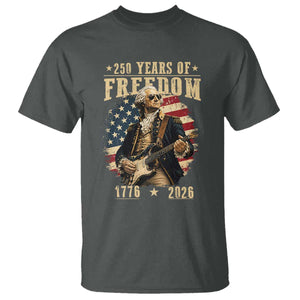 250 Years of Freedom George Washington Rock Star T Shirt Funny Electric Guitar Player Vintage American Flag 1776 to 2026 Semiquincentennial TS02 Dark Heather Print Your Wear
