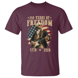 250 Years of Freedom George Washington Rock Star T Shirt Funny Electric Guitar Player Vintage American Flag 1776 to 2026 Semiquincentennial TS02 Maroon Print Your Wear