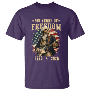 250 Years of Freedom George Washington Rock Star T Shirt Funny Electric Guitar Player Vintage American Flag 1776 to 2026 Semiquincentennial TS02 Purple Print Your Wear
