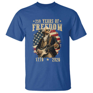 250 Years of Freedom George Washington Rock Star T Shirt Funny Electric Guitar Player Vintage American Flag 1776 to 2026 Semiquincentennial TS02 Royal Blue Print Your Wear