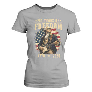 250 Years of Freedom George Washington Rock Star T Shirt For Women Funny Electric Guitar Player Vintage American Flag 1776 to 2026 Semiquincentennial TS02 Sport Gray Print Your Wear