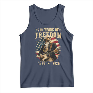 250 Years of Freedom George Washington Rock Star Tank Top Funny Electric Guitar Player Vintage American Flag 1776 to 2026 Semiquincentennial TS02 Navy Print Your Wear