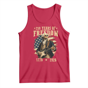 250 Years of Freedom George Washington Rock Star Tank Top Funny Electric Guitar Player Vintage American Flag 1776 to 2026 Semiquincentennial TS02 Red Print Your Wear