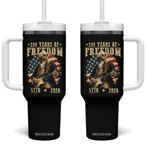 250 Years of Freedom George Washington Rock Star Tumbler With Handle Funny Electric Guitar Player Vintage American Flag 1776 to 2026 Semiquincentennial TS02 One Size: 40 oz Black Print Your Wear