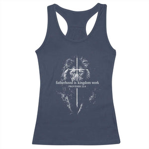 Christian Dad Lion of Judah Cross Spiritual Warrior Racerback Tank Top Fatherhood Is Kingdom Work Proverbs 22:6 Religious Fathers Day