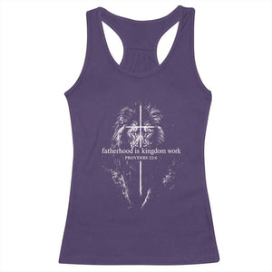 Christian Dad Lion of Judah Cross Spiritual Warrior Racerback Tank Top Fatherhood Is Kingdom Work Proverbs 22:6 Religious Fathers Day