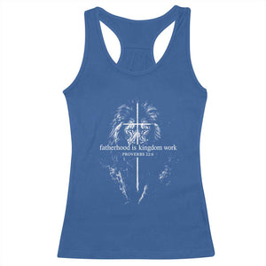 Christian Dad Lion of Judah Cross Spiritual Warrior Racerback Tank Top Fatherhood Is Kingdom Work Proverbs 22:6 Religious Fathers Day