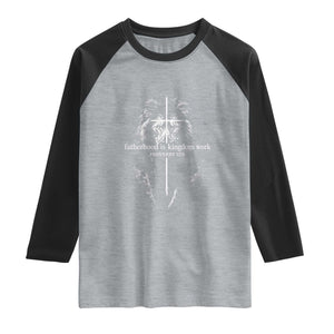 Christian Dad Lion of Judah Cross Spiritual Warrior Raglan Shirt Fatherhood Is Kingdom Work Proverbs 22:6 Religious Fathers Day