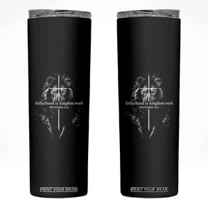 Christian Dad Lion of Judah Cross Spiritual Warrior Skinny Tumbler Fatherhood Is Kingdom Work Proverbs 22:6 Religious Fathers Day