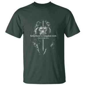 Christian Dad Lion of Judah Cross Spiritual Warrior T Shirt Fatherhood Is Kingdom Work Proverbs 22:6 Religious Fathers Day