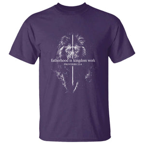 Christian Dad Lion of Judah Cross Spiritual Warrior T Shirt Fatherhood Is Kingdom Work Proverbs 22:6 Religious Fathers Day
