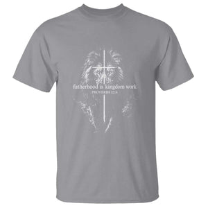 Christian Dad Lion of Judah Cross Spiritual Warrior T Shirt Fatherhood Is Kingdom Work Proverbs 22:6 Religious Fathers Day