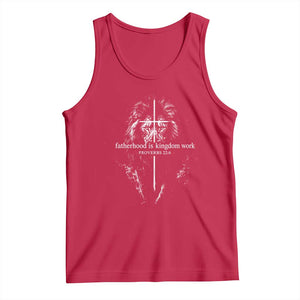 Christian Dad Lion of Judah Cross Spiritual Warrior Tank Top Fatherhood Is Kingdom Work Proverbs 22:6 Religious Fathers Day