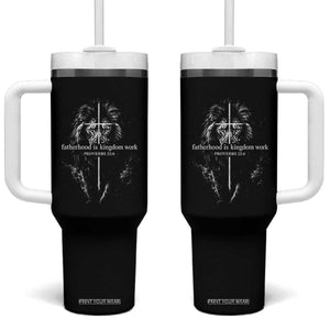 Christian Dad Lion of Judah Cross Spiritual Warrior Tumbler With Handle Fatherhood Is Kingdom Work Proverbs 22:6 Religious Fathers Day
