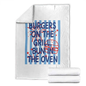 Patriotic 4th of July Pregnancy Announcement Preppy Style Throw Blanket Burgers On The Grill Bun In The Oven Summer BBQ