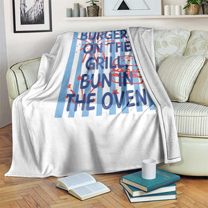 Patriotic 4th of July Pregnancy Announcement Preppy Style Throw Blanket Burgers On The Grill Bun In The Oven Summer BBQ