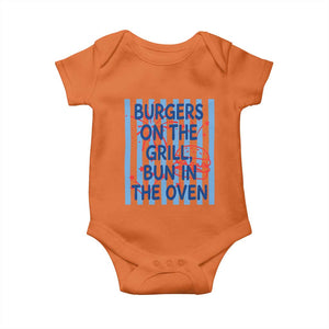 Patriotic 4th of July Pregnancy Announcement Preppy Style Baby Onesie Burgers On The Grill Bun In The Oven Summer BBQ
