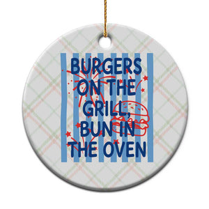 Patriotic 4th of July Pregnancy Announcement Preppy Style Ceramic Ornament Burgers On The Grill Bun In The Oven Summer BBQ