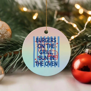 Patriotic 4th of July Pregnancy Announcement Preppy Style Ceramic Ornament Burgers On The Grill Bun In The Oven Summer BBQ