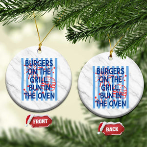 Patriotic 4th of July Pregnancy Announcement Preppy Style Ceramic Ornament Burgers On The Grill Bun In The Oven Summer BBQ