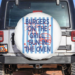 Patriotic 4th of July Pregnancy Announcement Preppy Style Spare Tire Cover Burgers On The Grill Bun In The Oven Summer BBQ
