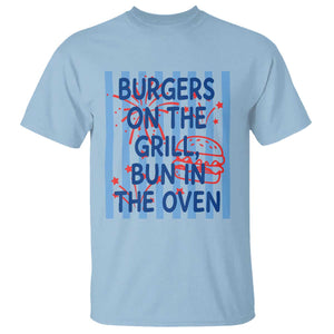 Patriotic 4th of July Pregnancy Announcement Preppy Style T Shirt Burgers On The Grill Bun In The Oven Summer BBQ