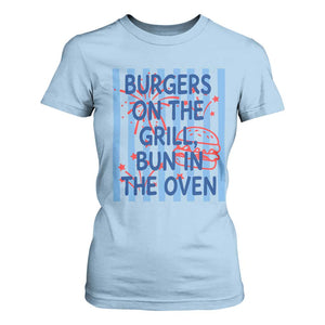 Patriotic 4th of July Pregnancy Announcement Preppy Style T Shirt For Women Burgers On The Grill Bun In The Oven Summer BBQ