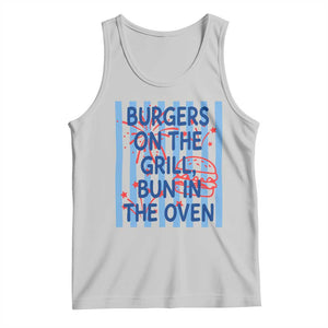 Patriotic 4th of July Pregnancy Announcement Preppy Style Tank Top Burgers On The Grill Bun In The Oven Summer BBQ