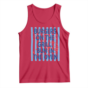 Patriotic 4th of July Pregnancy Announcement Preppy Style Tank Top Burgers On The Grill Bun In The Oven Summer BBQ