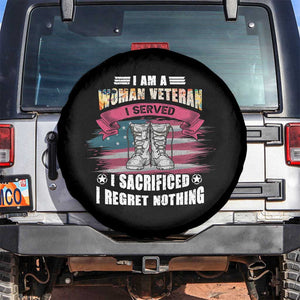 Female Veteran Spare Tire Cover I Am A Woman Veteran I Served I Sacrificed I Regret Nothing American Flag Combat Boots TS02 No hole Black Print Your Wear