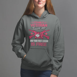 Female Veteran Hoodie Touch Me And Your First Lesson Is Free Strong Women Dog Tags TS02 Dark Heather Printyourwear