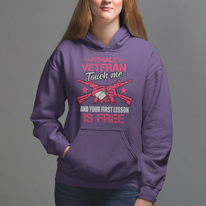 Female Veteran Hoodie Touch Me And Your First Lesson Is Free Strong Women Dog Tags TS02 Purple Printyourwear