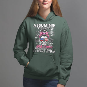 Female Veteran Hoodie Assuming I'm Just An Old Lady Was Your First Mistake American Messy Bun TS02 Dark Forest Green Printyourwear