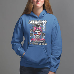 Female Veteran Hoodie Assuming I'm Just An Old Lady Was Your First Mistake American Messy Bun TS02 Royal Blue Printyourwear