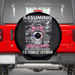 Female Veteran Spare Tire Cover Assuming I'm Just An Old Lady Was Your First Mistake American Messy Bun TS02 Black Print Your Wear