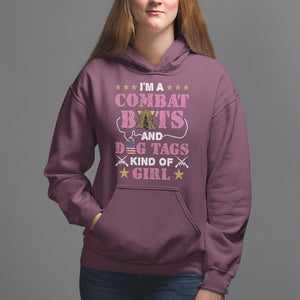 Female Veteran Hoodie I'm A Combat Boots And Dog Tags Kind Of Girl TS02 Maroon Printyourwear