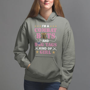 Female Veteran Hoodie I'm A Combat Boots And Dog Tags Kind Of Girl TS02 Military Green Printyourwear